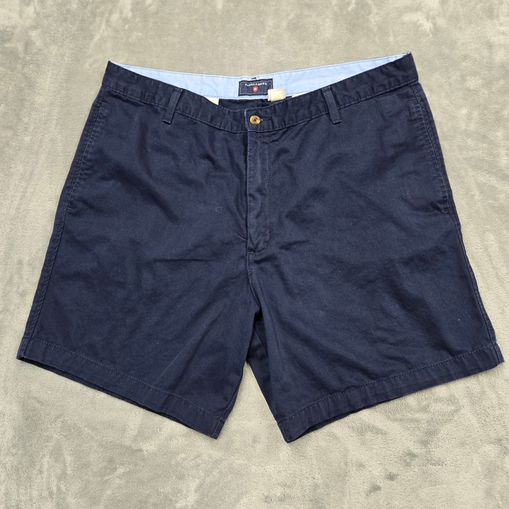 Saddlebred Mens Navy Blue Chino Shorts Size 38W Cotton Flat Front Casual Preppy